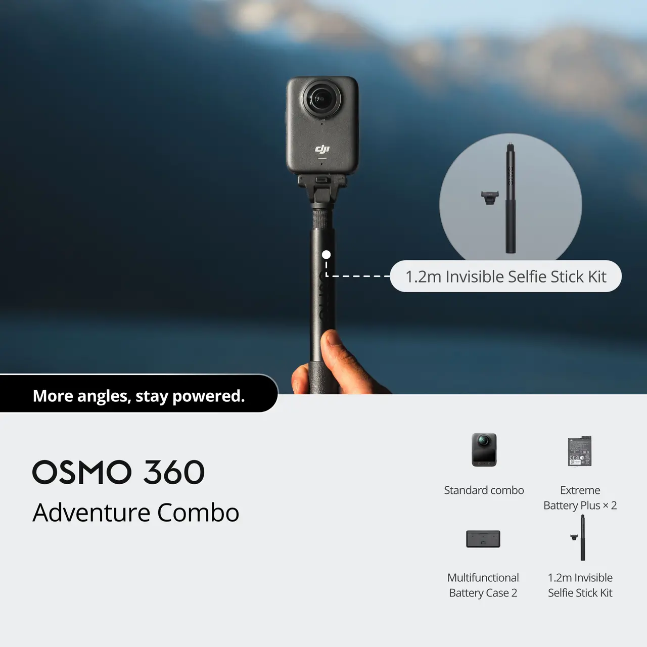DJI Osmo 360 Adventure Combo – 8K Camera, 3 Batteries & Selfie Stick | DjiStore.pk - Image 2